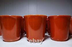 Complete Set of 12 Vintage PYREX Burn Orange Microwave Coffee Mugs with Handles