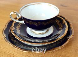 Cover collection coffee Reichenbach baroque 3 cup plate porcelain cobalt gold