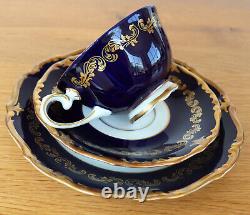 Cover collection coffee Reichenbach baroque 3 cup plate porcelain cobalt gold