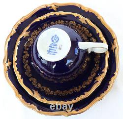 Cover collection coffee Reichenbach baroque 3 cup plate porcelain cobalt gold