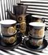 Denby Arabesque Coffee Set, Vintage 1970s. One Pot With Six Cups And Saucers