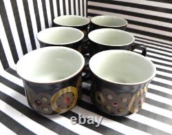 Denby Arabesque Coffee Set, Vintage 1970s. One Pot With Six Cups And Saucers