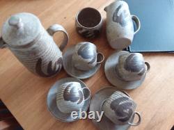 Dennis Lucas Signed HASTINGS POTTERY 1970's Vintage Coffee Pot Set