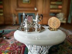 Dollhouse Miniature Artisan Peter Acquisto Sterling Silver Tea Coffee Set 112