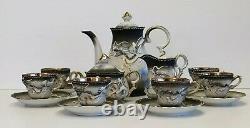 Dragonware Moriage Vintage Tea Coffee Set Mid 20th Century Japan