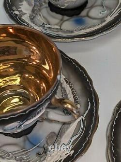 Dragonware Moriage Vintage Tea Coffee Set Mid 20th Century Japan