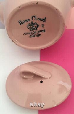 Early Vintage, Retro Johnson Brothers Rose Cloud Pink Coffee Set For Six