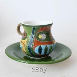 Eduardo Vega vintage ceramic tea coffee set handpainted, Cuenca Equador