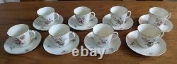 Eight Vintage Royal Copenhagen Frijsenborg Coffee Cups & Saucers (1546/910)