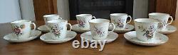 Eight Vintage Royal Copenhagen Frijsenborg Coffee Cups & Saucers (1546/910)