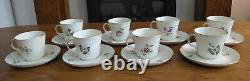 Eight Vintage Royal Copenhagen Frijsenborg Coffee Cups & Saucers (1546/910)