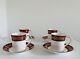 Elizabethan Burgundy Coffee Cups Saucer Vintage Set