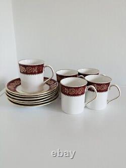 Elizabethan Burgundy Coffee Cups Saucer Vintage Set