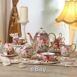 Europe Vintage Rose Bone China Coffee Set British Porcelain Tea Set Ceramic Pot
