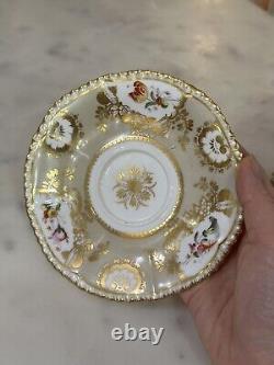 Exc Coalport Hand Painted Pembroke Gold Cup & Saucer C. 1827 Roses