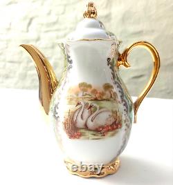 Exquisite Vintage German Bavarian Coffee Set Gold-Trimmed Elegance with Decorat