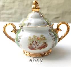 Exquisite Vintage German Bavarian Coffee Set Gold-Trimmed Elegance with Decorat