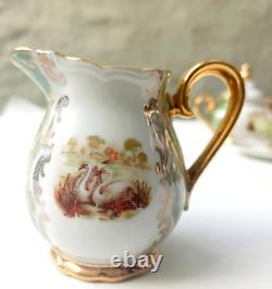 Exquisite Vintage German Bavarian Coffee Set Gold-Trimmed Elegance with Decorat