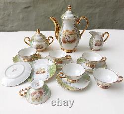 Exquisite Vintage German Bavarian Coffee Set Gold-Trimmed Elegance with Decorat