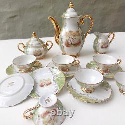 Exquisite Vintage German Bavarian Coffee Set Gold-Trimmed Elegance with Decorat