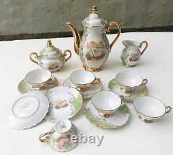 Exquisite Vintage German Bavarian Coffee Set Gold-Trimmed Elegance with Decorat