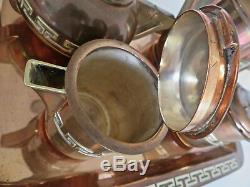 Fabulous Vintage Los Castillo Copper Brass Coffee Tea Set 4 Pieces Heavy TA-01