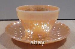 Fire King Ware Peach Luster Vtg Set Of Six Tea / Coffee Cups With Saucers