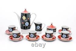 Flower field Vintage 6 person coffe set Kahla porcelain Art deco floral