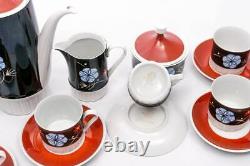 Flower field Vintage 6 person coffe set Kahla porcelain Art deco floral