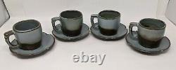 Frankoma Woodland Moss Cup & Saucer Sets 7 Coffee Mugs 4 Saucers 5C 5E