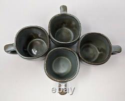 Frankoma Woodland Moss Cup & Saucer Sets 7 Coffee Mugs 4 Saucers 5C 5E