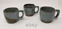 Frankoma Woodland Moss Cup & Saucer Sets 7 Coffee Mugs 4 Saucers 5C 5E