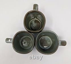 Frankoma Woodland Moss Cup & Saucer Sets 7 Coffee Mugs 4 Saucers 5C 5E