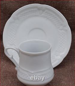 French Coffee Set 10 Cups and Saucers Lattice White Porcelain Le Lourious Berr