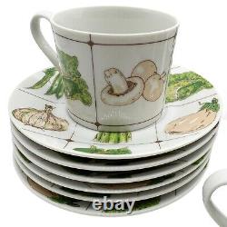 Georges Briard vintage coffee Cups and Saucers, 12 piece set, la salade, signed