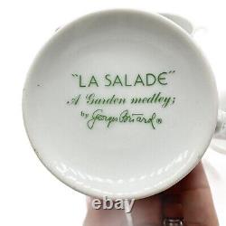 Georges Briard vintage coffee Cups and Saucers, 12 piece set, la salade, signed