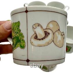Georges Briard vintage coffee Cups and Saucers, 12 piece set, la salade, signed