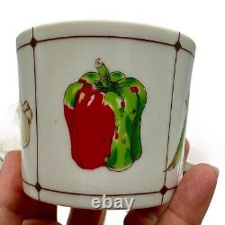 Georges Briard vintage coffee Cups and Saucers, 12 piece set, la salade, signed