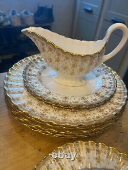 Gold spode china set, fine bone china, vintage china, perfect condition
