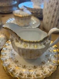 Gold spode china set, fine bone china, vintage china, perfect condition