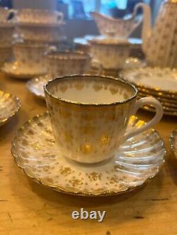 Gold spode china set, fine bone china, vintage china, perfect condition