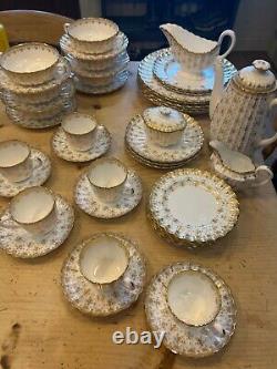 Gold spode china set, fine bone china, vintage china, perfect condition