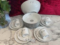 Gorgeous Vintage Fruit Set & 4 Coffee Trios Limoges Never Been Used Monogram Gl