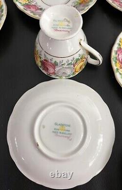 Gorgeous Vintage Gladstone Rosemary Pink Rose Coffee Set For 6, England