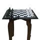 Green Marble Chess Board Set Inlay Vintage Carved Stone Pieces Coffee Table Top