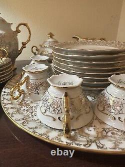 HAUS DRESDEN 24KT Gold Baroque Style Demitasse Coffee Set Service For 6. SeeDesc