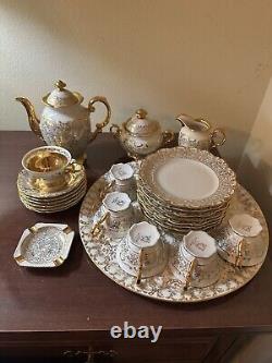 HAUS DRESDEN 24KT Gold Baroque Style Demitasse Coffee Set Service For 6. SeeDesc
