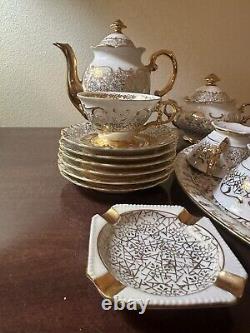 HAUS DRESDEN 24KT Gold Baroque Style Demitasse Coffee Set Service For 6. SeeDesc