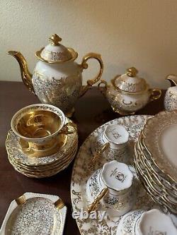 HAUS DRESDEN 24KT Gold Baroque Style Demitasse Coffee Set Service For 6. SeeDesc