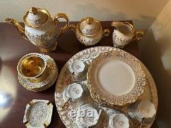 HAUS DRESDEN 24KT Gold Baroque Style Demitasse Coffee Set Service For 6. SeeDesc